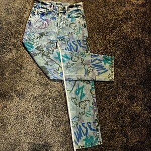 Wild fable super high rise straight graffiti jeans